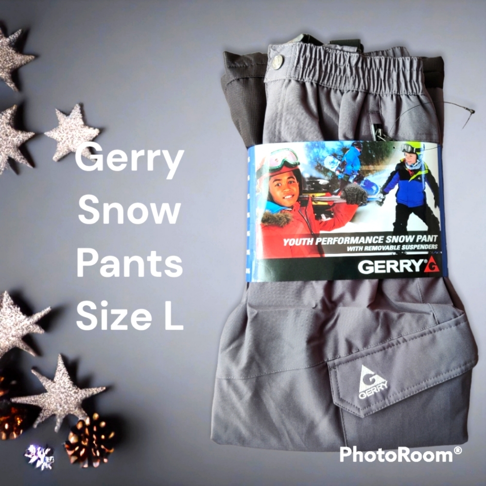 Gerry Kids Waterproof Insulated Snow Pants Cargo Ski Gray Size Large